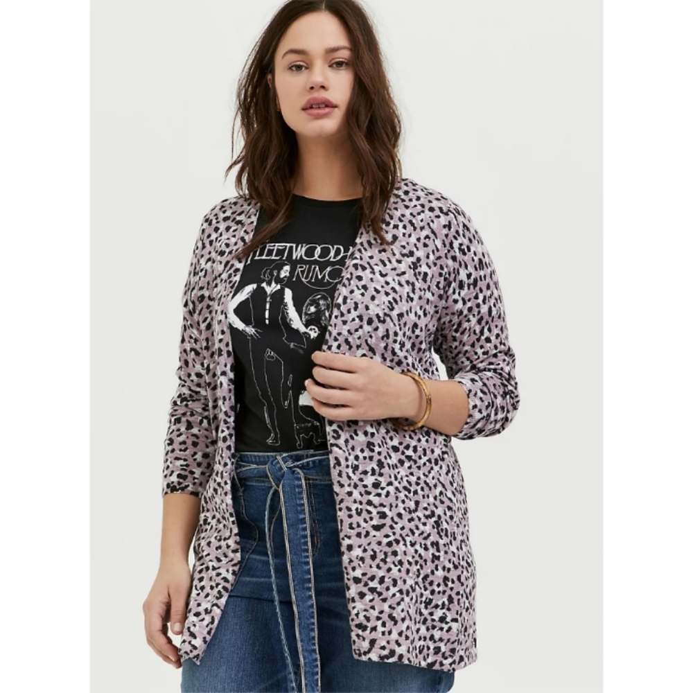 Mauve Pink Leopard Cardigan